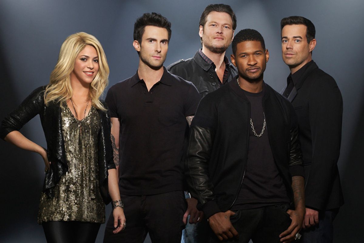 Shakira, Adam Levine, Blake Shelton, Usher, Carson Daly    (NBC/Mark Seliger)