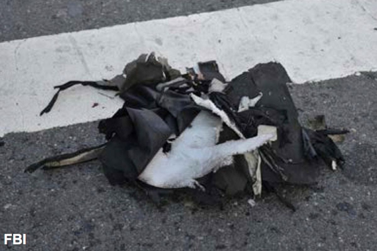 This image from a Federal Bureau of Investigation and Department of Homeland Security joint bulletin issued to law enforcement and obtained by The Associated Press, shows the remains of a black backpack that the FBI says contained one of the bombs that exploded during the Boston Marathon.    (AP/FBI)