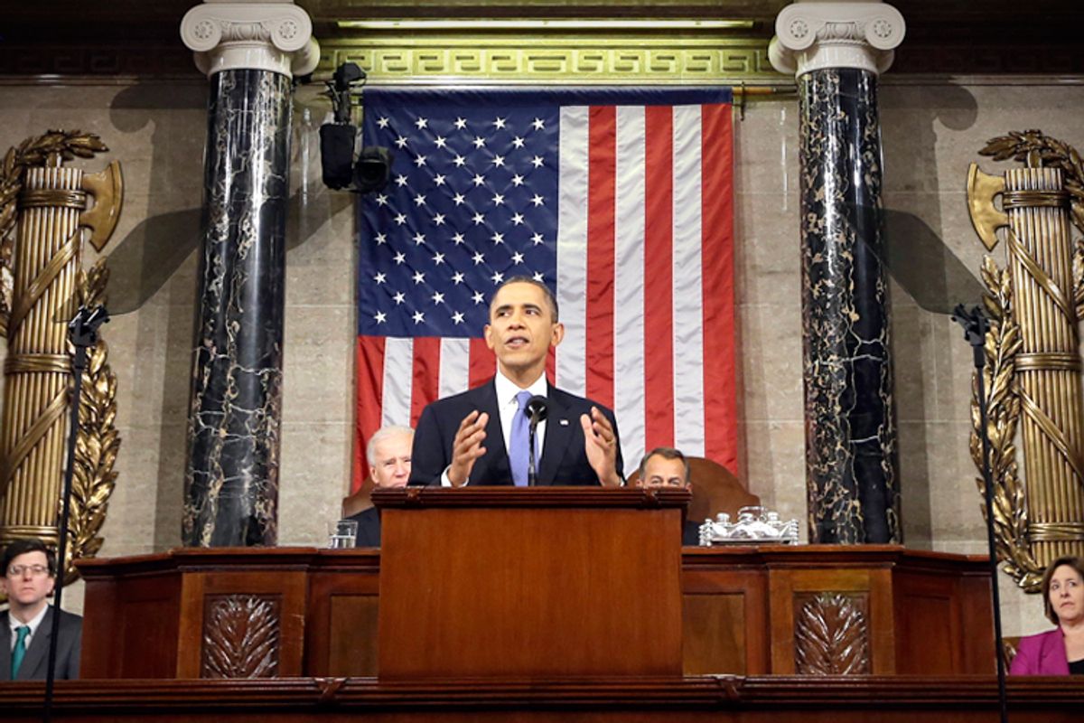 Barack Obama gives his State of the Union address, Tuesday Feb. 12, 2013.                     (AP/Charles Dharapak)