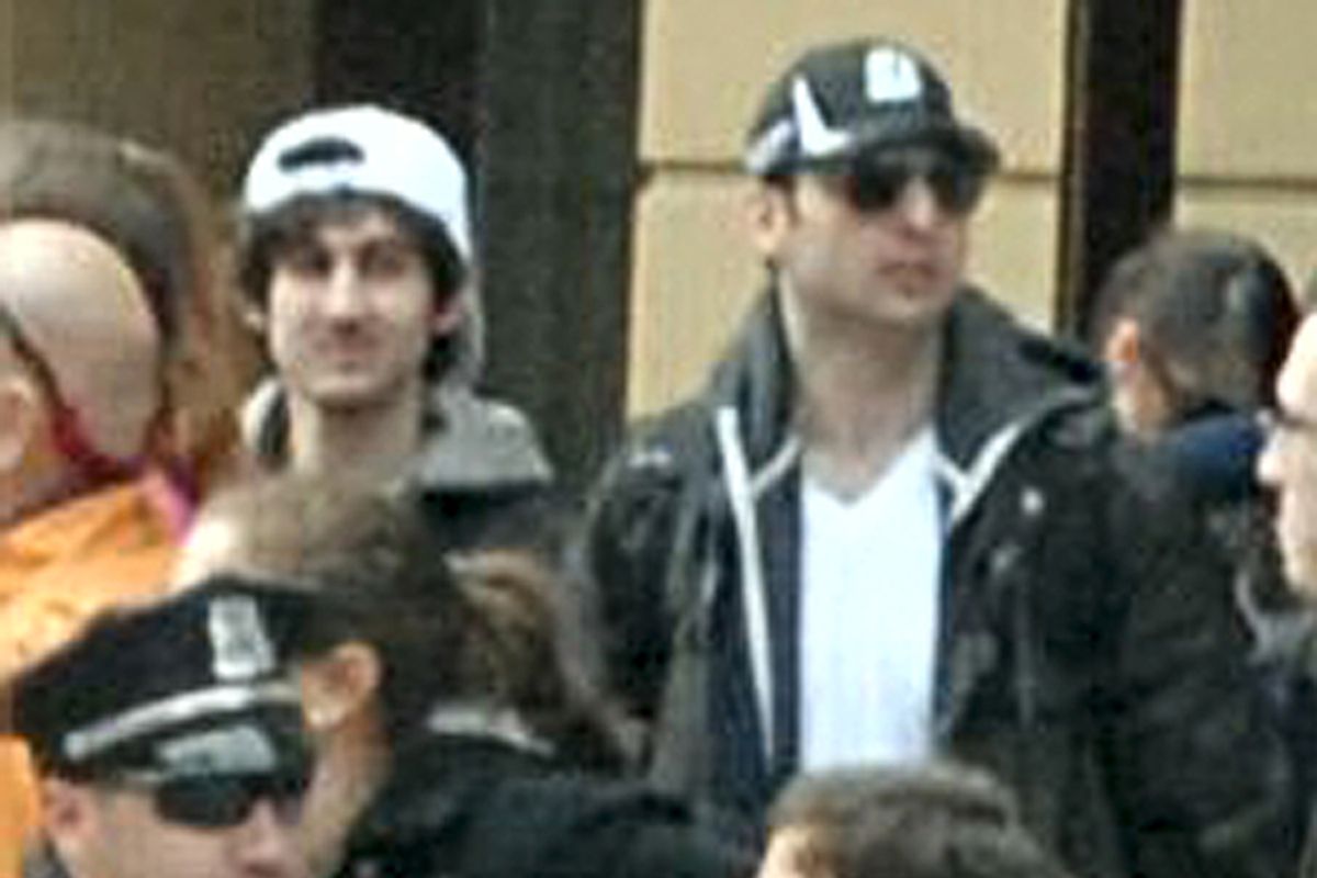 Suspects wanted for questioning in relation to the Boston Marathon bombing April 15 are seen in handout photo released through the FBI website, April 18, 2013.           (Reuters)