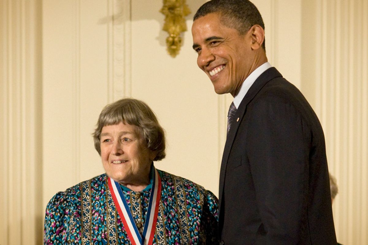 President Obama presents the National Medal of Technology and Innovation to Yvonne C. Brill, Oct. 21, 2011, at the White House.  (National Science & Technology Medals Foundation/Ryan K Morris)