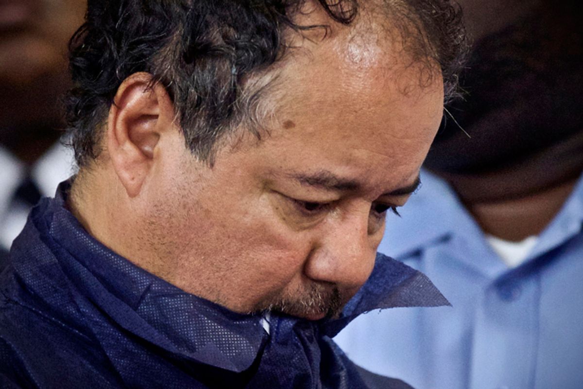Ariel Castro, in court for his initial appearance in Cleveland, Ohio, May 9, 2013.    (Reuters/John Gress)