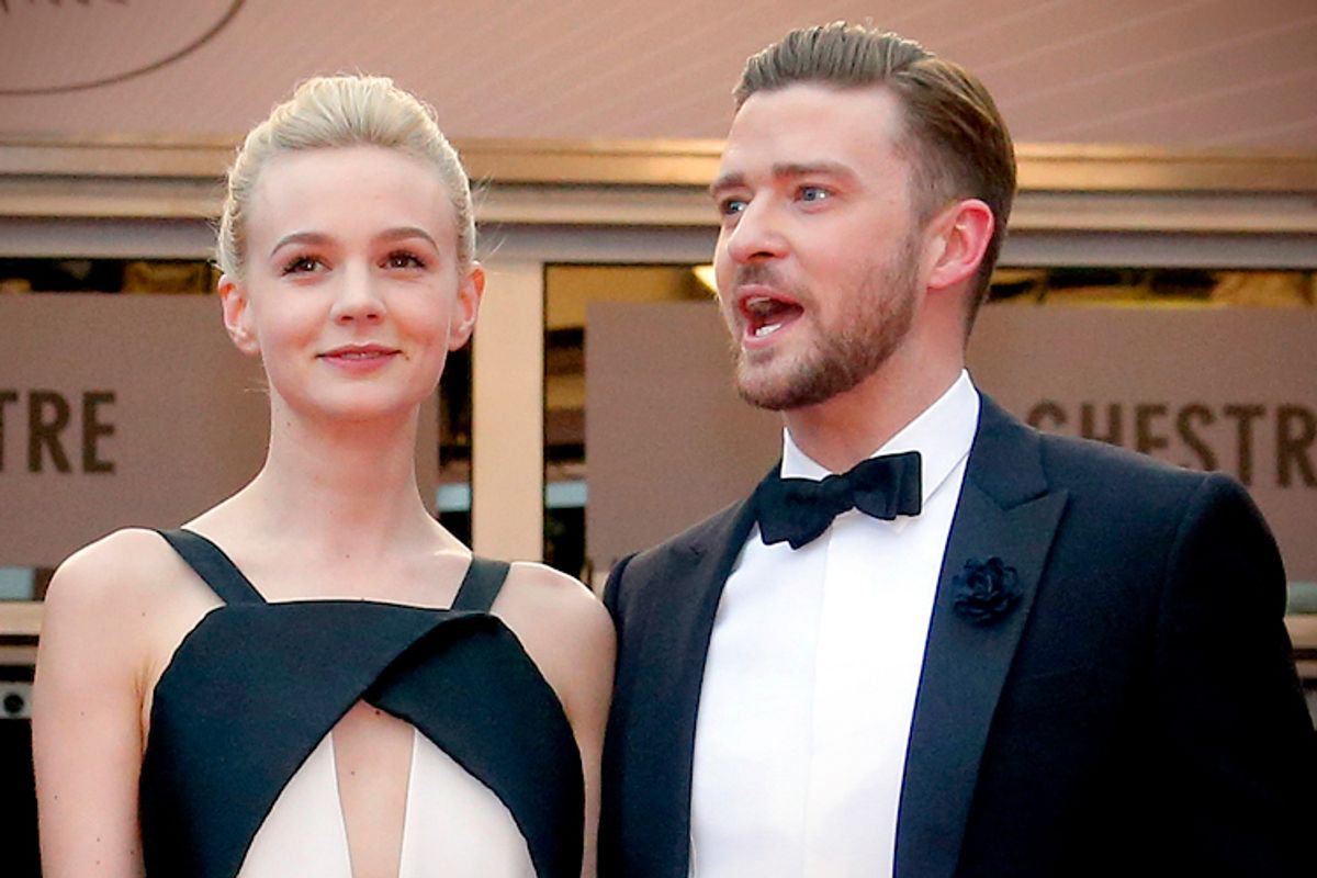 Carey Mulligan and Justin Timberlake arrive for the screening of "Inside Llewyn Davis" at the Cannes Film Festival, May 19, 2013.   (Reuters/Jean-Paul Pelissier)