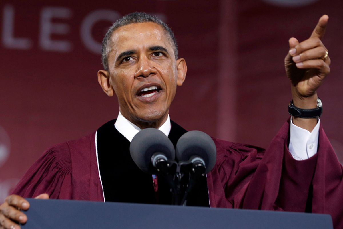 Barack Obama gives the commencement address at Morehouse College, May 19, 2013.      (Reuters/Jason Reed)