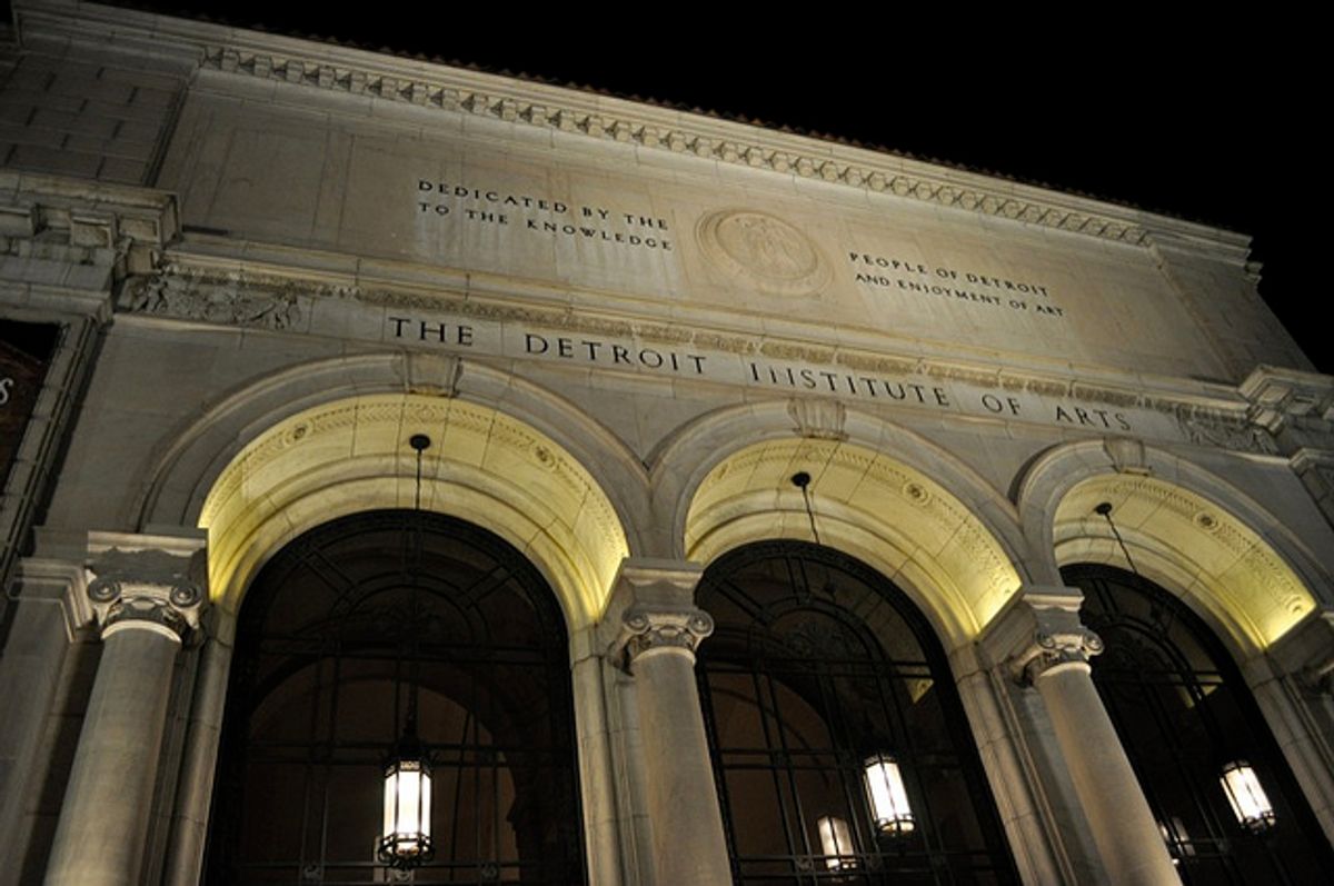  The inscription on the facade of the Detroit Institute of Arts reads, “Dedicated by the people of Detroit to the knowledge and enjoyment of art,” which at this point is starting to sound cruelly ironic. (image via Flickr/glennia)   