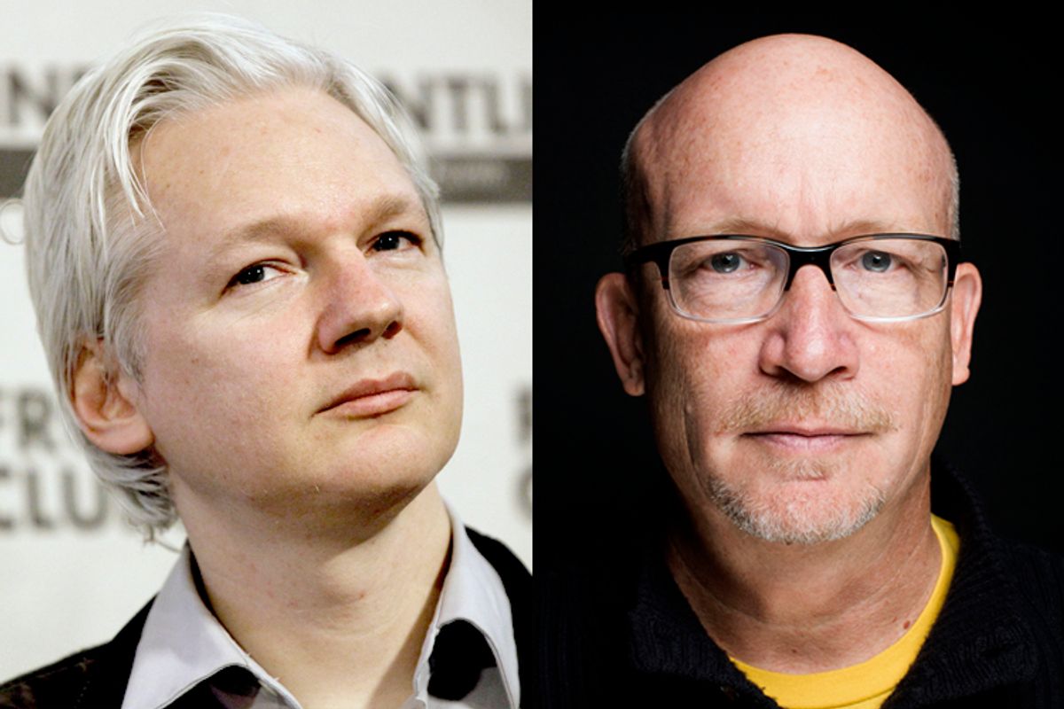 Julian Assange, Alex Gibney        (AP/Kirsty Wigglesworth/Victoria Will)