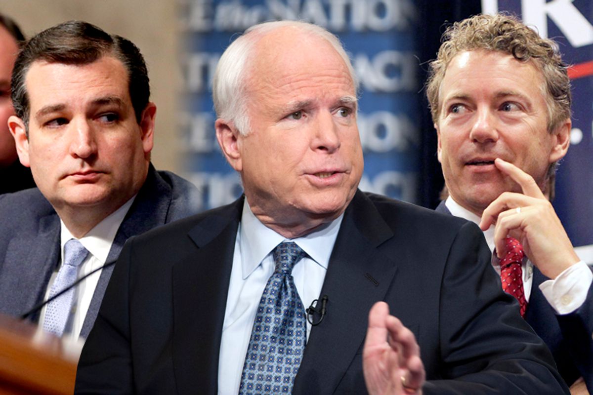 Ted Cruz, John McCain, Rand Paul                              (AP/J. Scott Applewhite/Chris Usher/Ed Reinke)