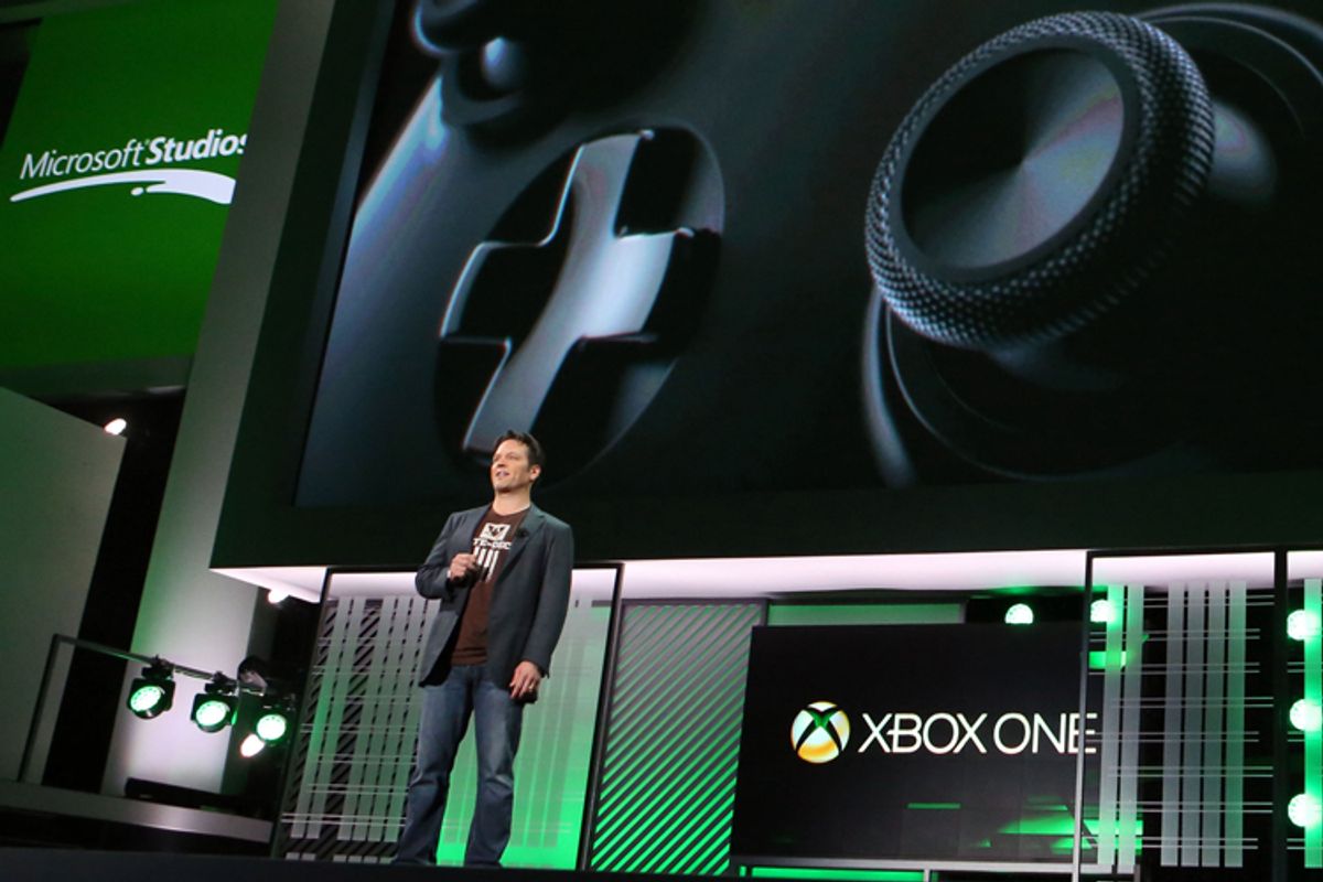 Phil Spencer, Corporate Vice President, Microsoft Studios at Microsoft, speaks at E3 2013.     (AP/Casey Rodgers)