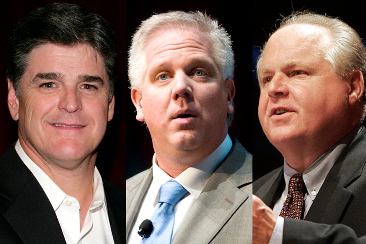 Sean Hannity, Glenn Beck, Rush Limbaugh                         (AP/Dr. Scott M. Lieberman/Reuters/Chris Keane/Micah Walter)