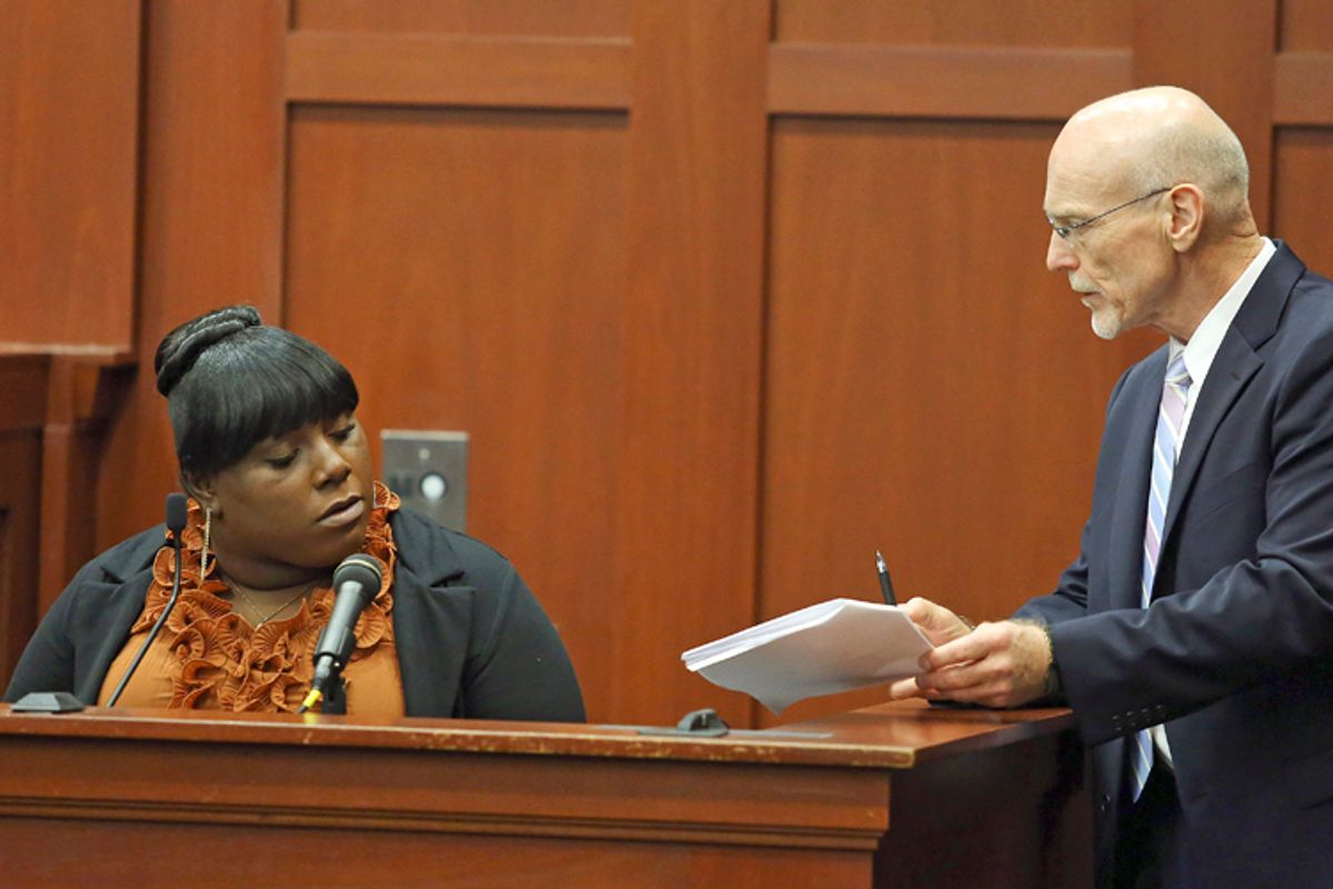 Defense attorney Don West questions Rachel Jeantel during George Zimmerman's trial in Sanford, Fla., June 27, 2013.     (AP/Jacob Langston)