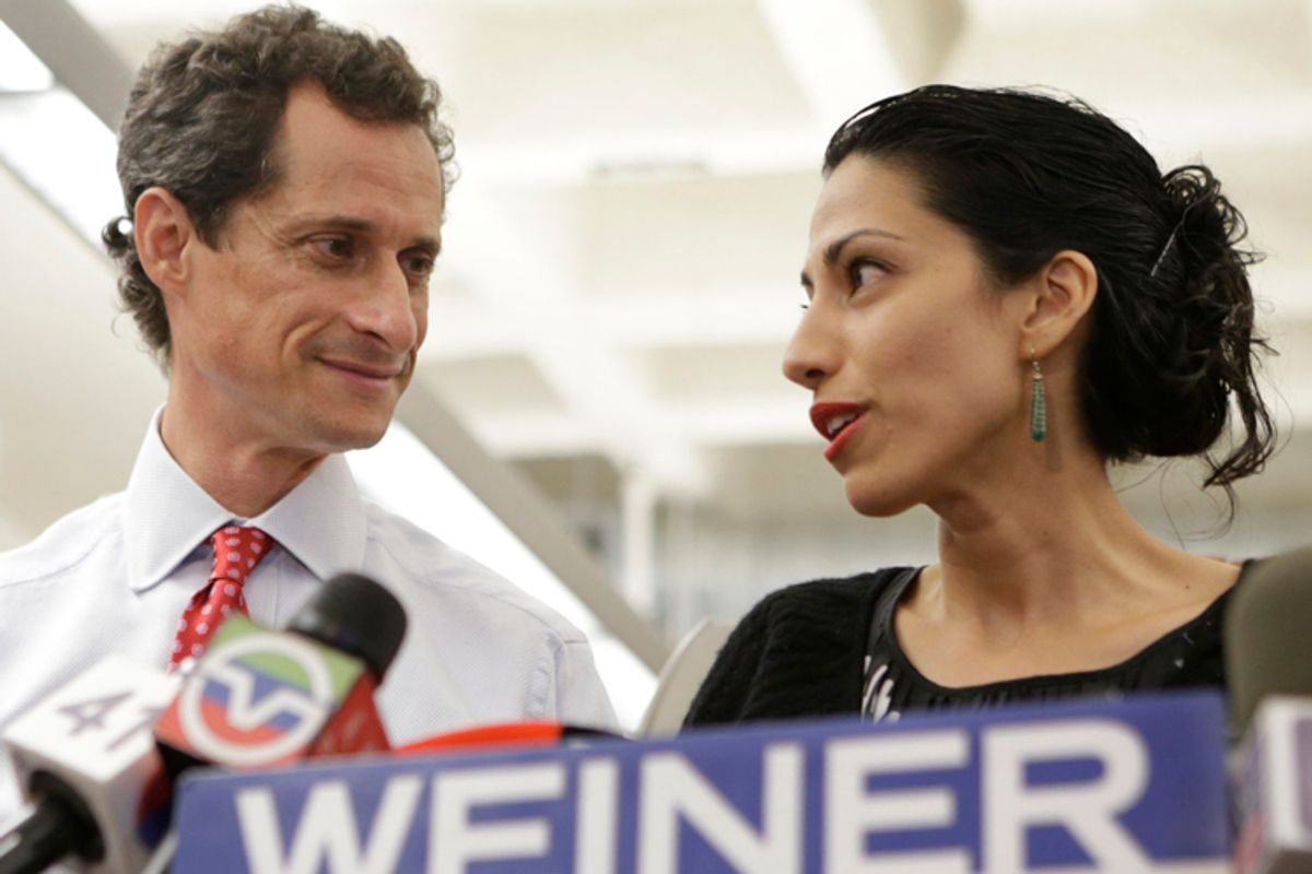 Anthony Weiner, Huma Abedin     (AP/Kathy Willens)