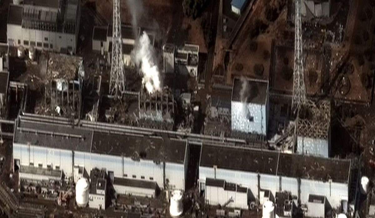 The Fukushima I Nuclear Power Plant after the 2011 Tōhoku earthquake and tsunami.     (Wikimedia Commons)