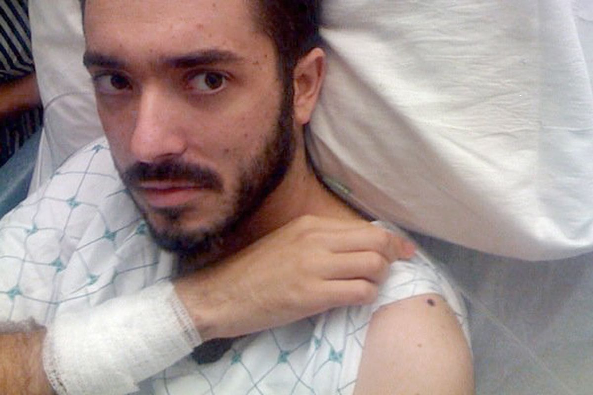The author in the hospital, after being shot.          
