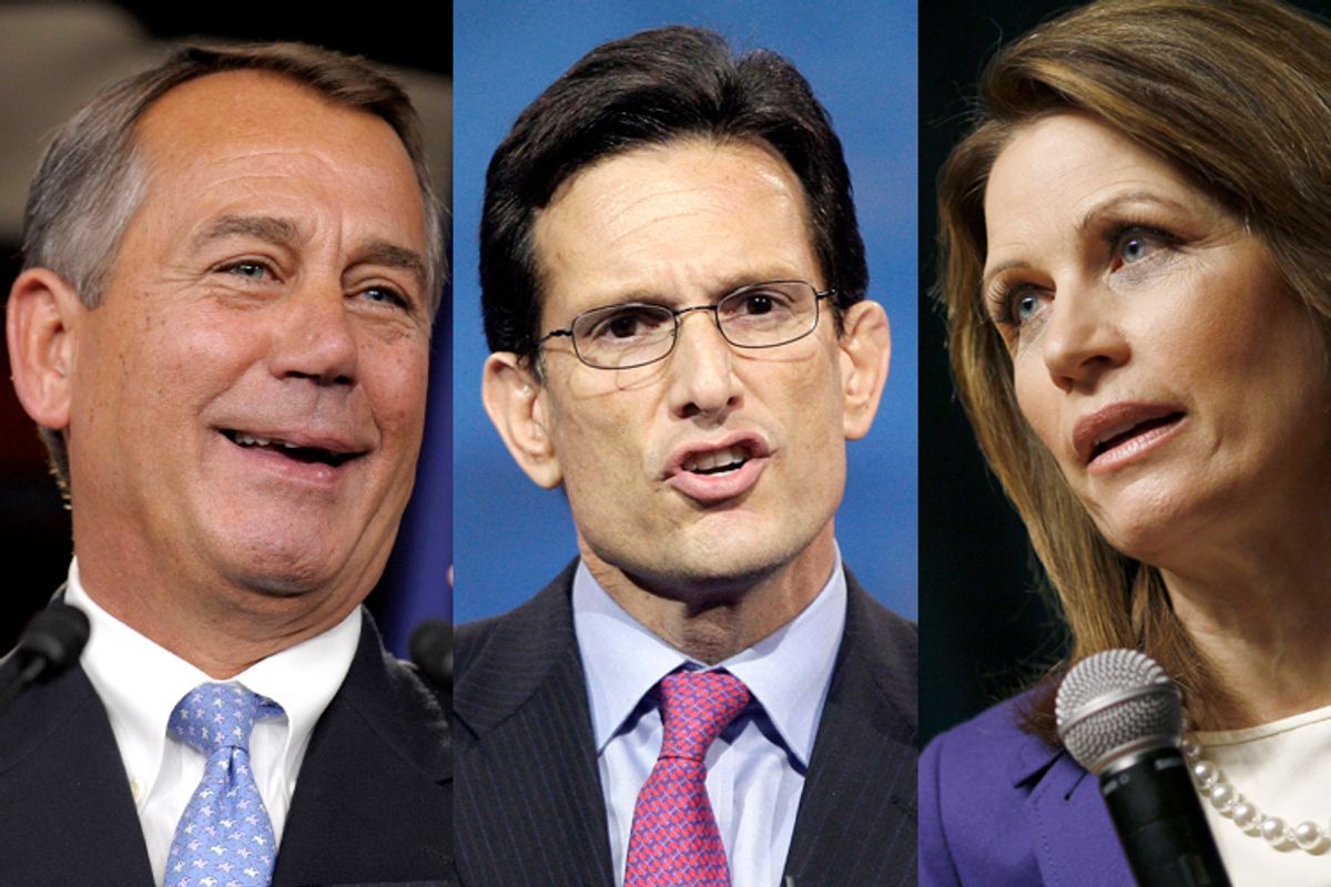 John Boehner, Eric Cantor, Michele Bachmann                                                                   (AP/Susan Walsh/Reuters/Jonathan Ernst/Joshua Lott)