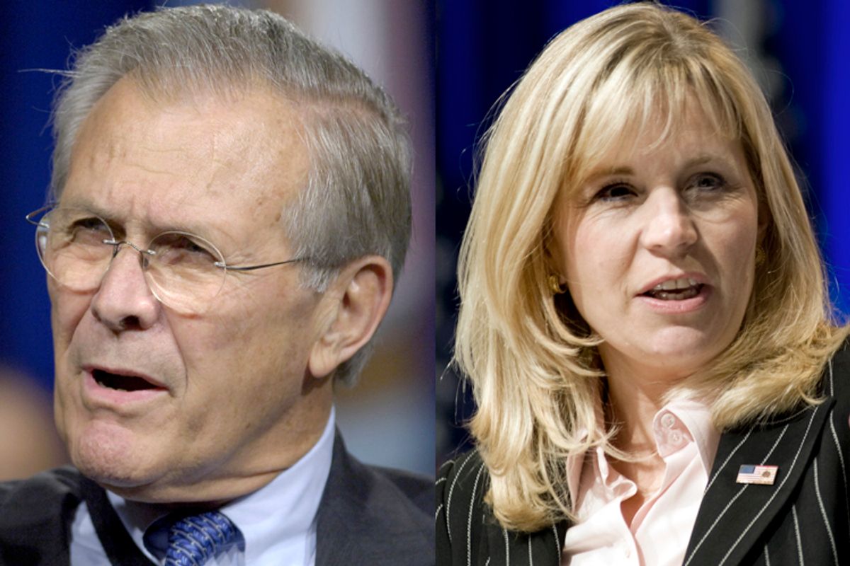 Donald Rumsfeld, Liz Cheney                   (Reuters/Jonathan Ernst/AP/Cliff Owen)