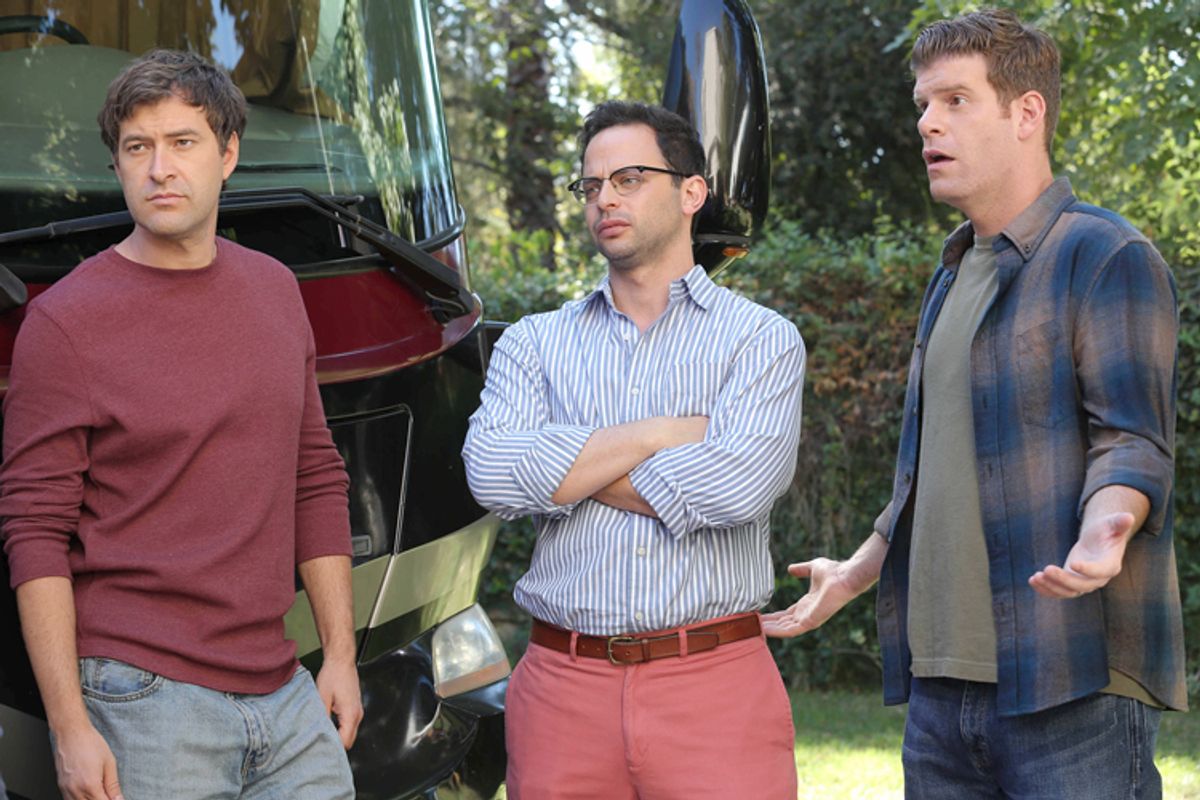 Mark Duplass, Nick Kroll and Stephen Rannazzisi in "The League"     (FX/Byron J Cohen)