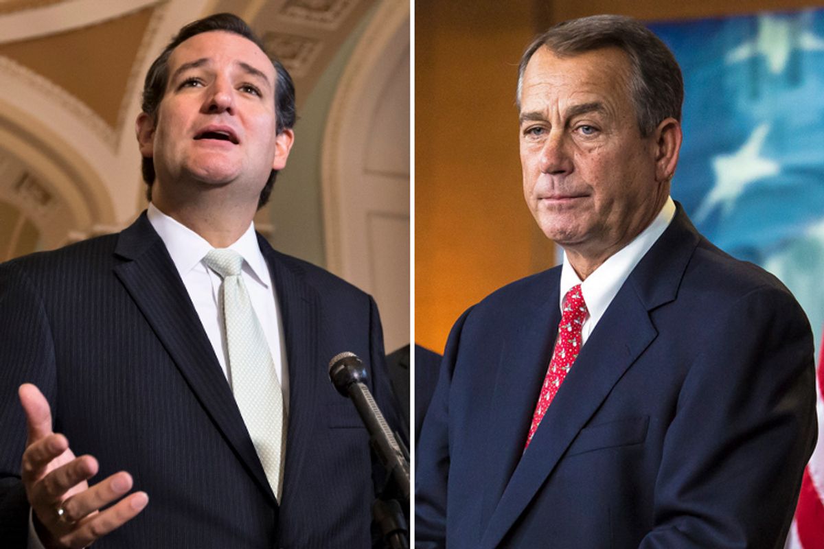 Ted Cruz, John Boehner                                                              (AP/J. Scott Applewhite/Jeff Malet, maletphoto.com)