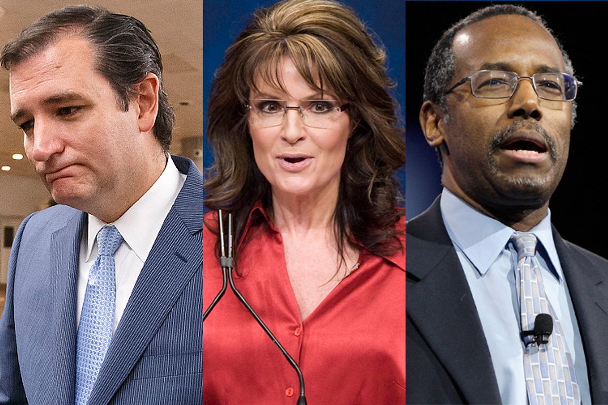 Ted Cruz, Sarah Palin, Ben Carson                              (AP/J. Scott Applewhite/Reuters/Jonathan Ernst)