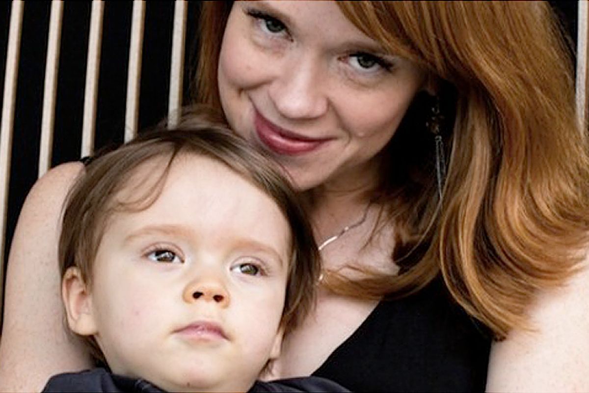 A photo of the author with her son Ronan, who died in February 2013.  