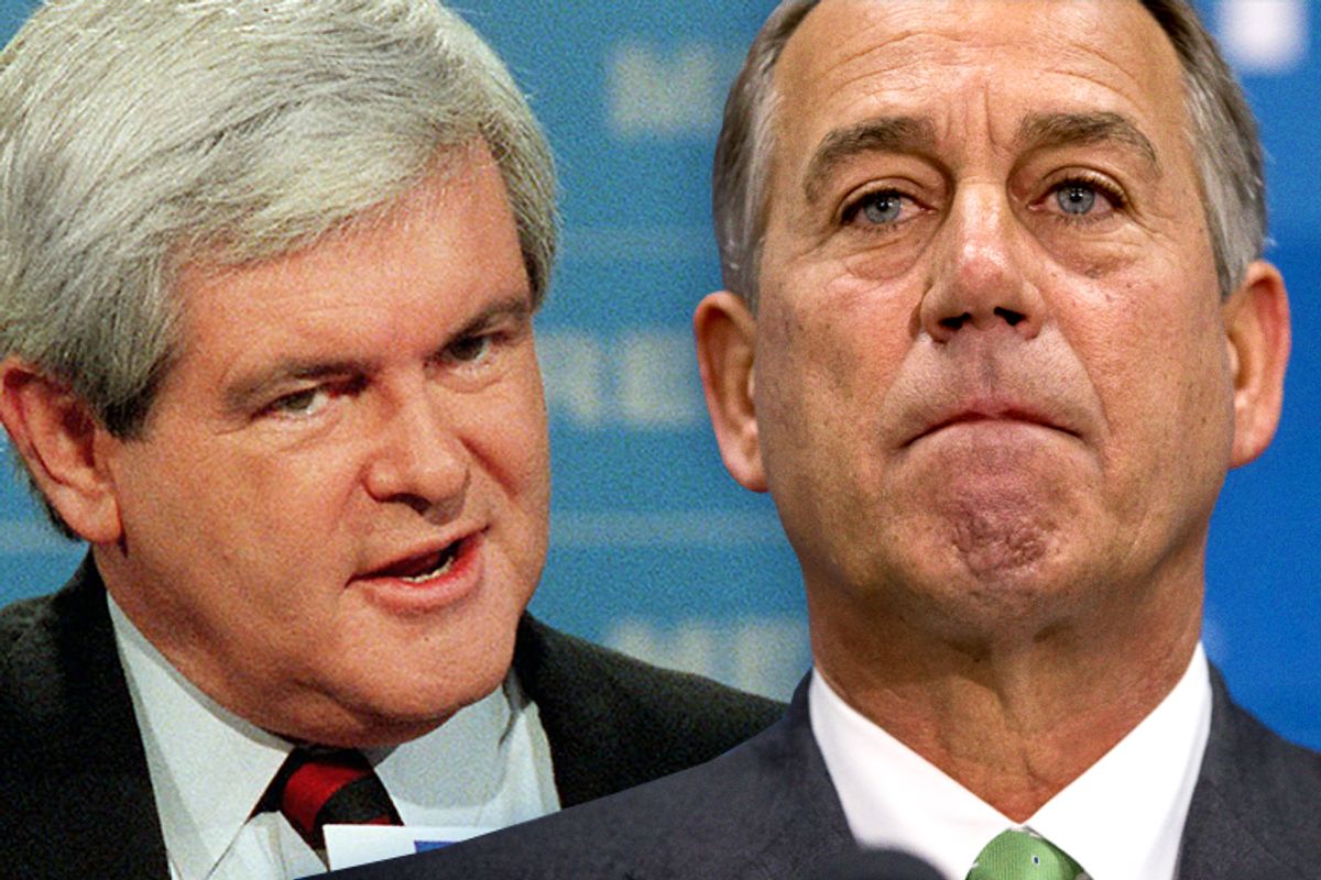 Newt Gingrich, John Boehner                                        (AP/Doug Mills/J. Scott Applewhite/photo collage by Salon)