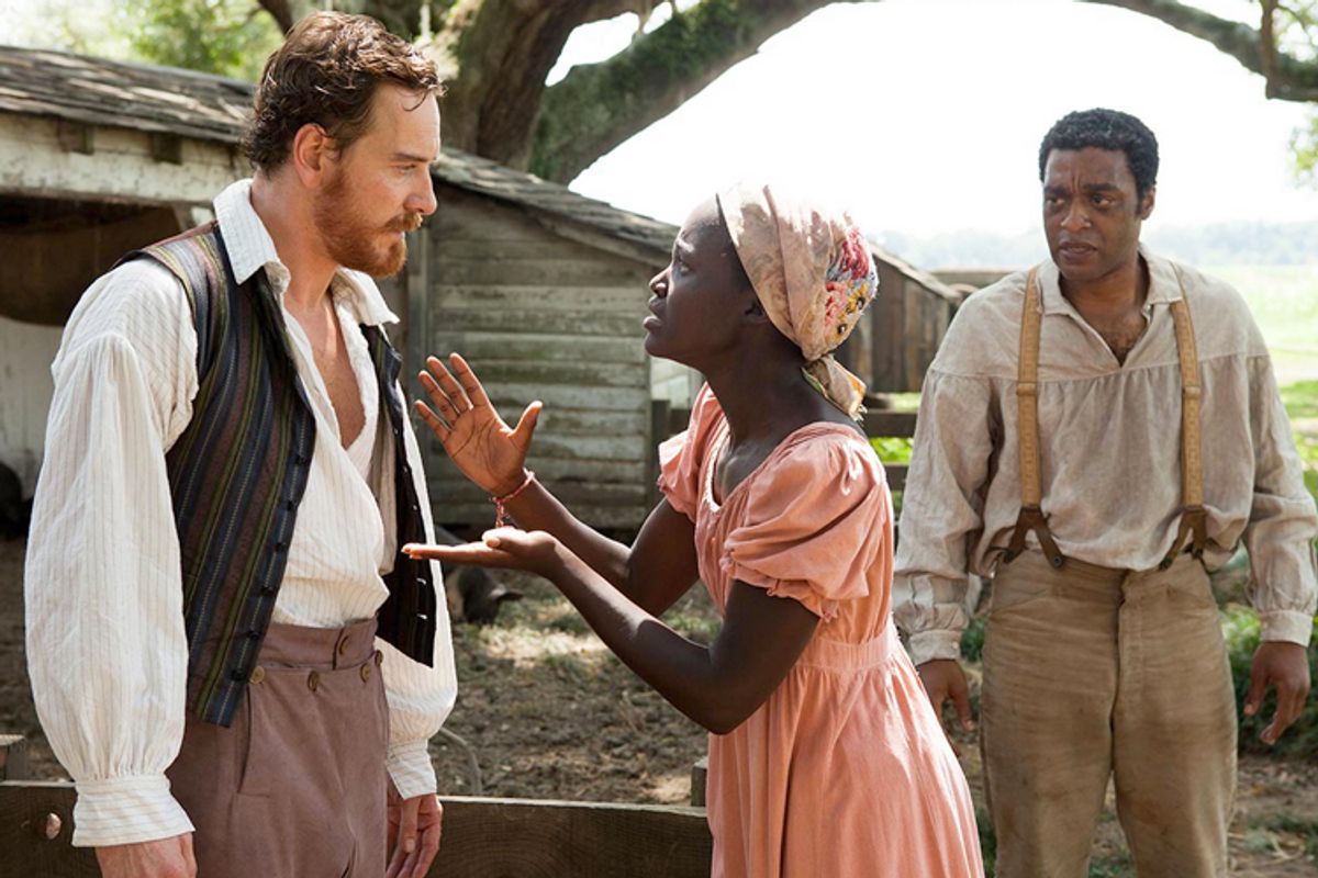 Michael Fassbender, Lupita Nyong'o, Chiwetel Ejiofor in "12 Years a Slave"     (Fox Searchlight)