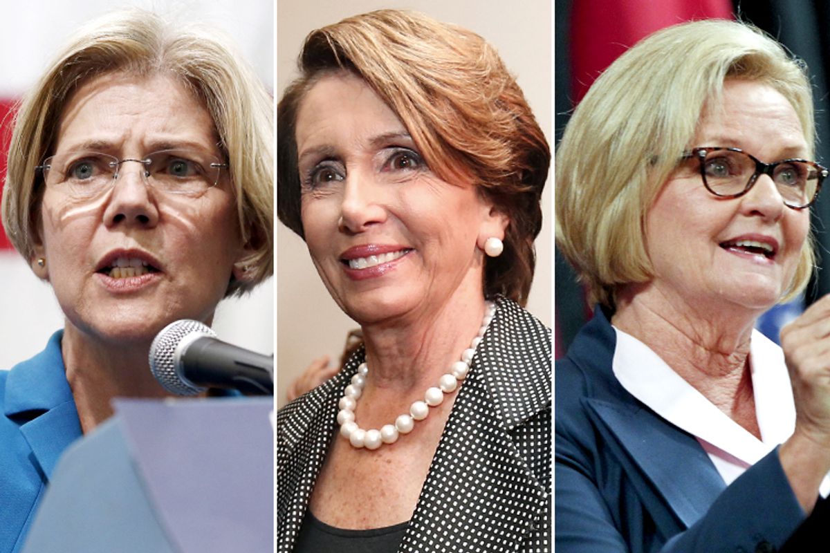 Elizabeth Warren, Nancy Pelosi, Claire McCaskill                    (AP/Michael Dwyer/Reuters/Kevin Lamarque/Sarah Conard)