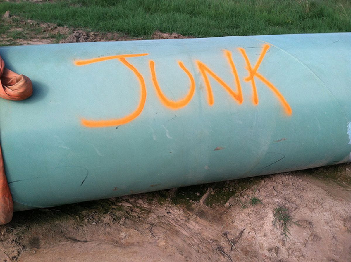 Cut out section of pipe marked "junk" by TransCanada.    (Public Citizen)