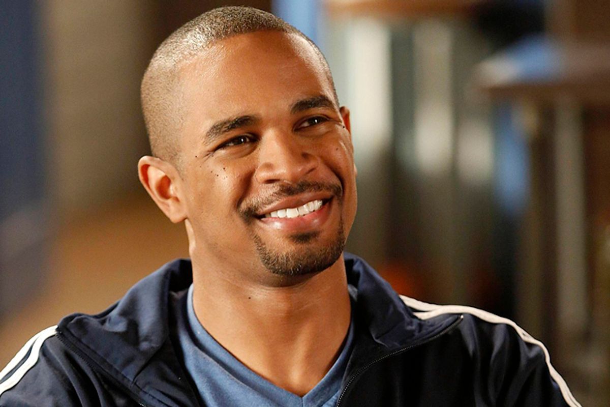 NEW GIRL:  Coach (Damon Wayans, Jr.) decides he is going to train Nick to get him into shape in the "Menus" episode of NEW GIRL airing Tuesday, Nov. 12 (9:00-9:30 PM ET/PT) on FOX. ©2013 Fox Broadcasting Co.  Cr:  Greg Gayne/FOX  (Fox/Greg Gayne)