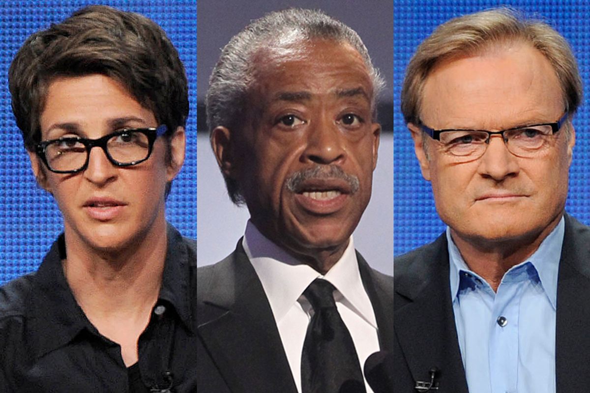 Rachel Maddow, Al Sharpton, Lawrence O'Donnell          (AP/Chris Pizzello/Matt Sayles)