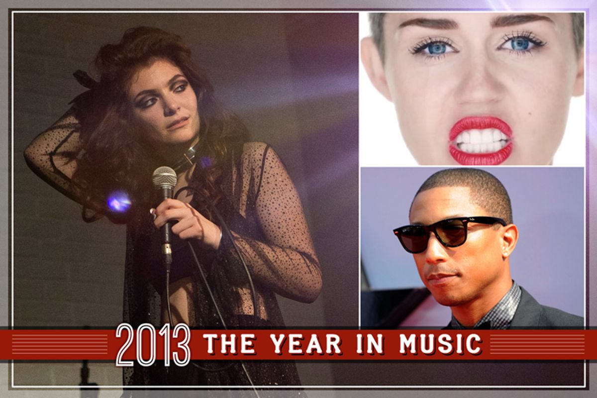  Clockwise from Left: Lorde, Miley Cyrus, Pharrell Williams    (AP/Joel Ryan/Chris Pizzello)