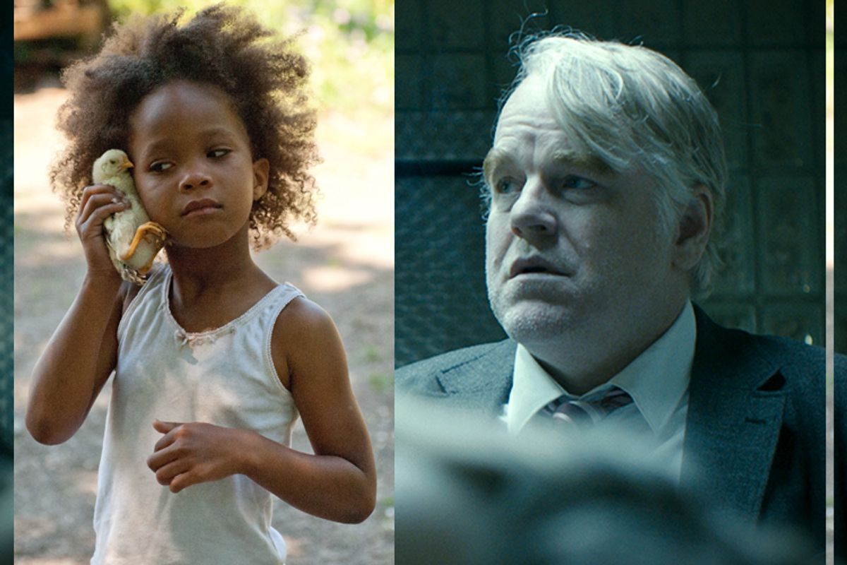 Quvenzhané Wallis in "Beasts of the Southern Wild," Philip Seymour Hoffman in "A Most Wanted Man"  