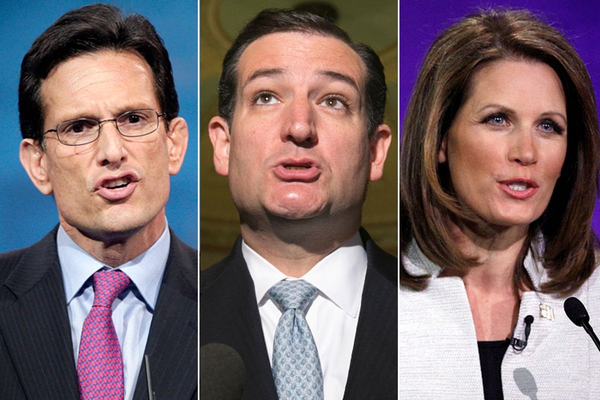 Eric Cantor, Ted Cruz, Michele Bachmann                                            (Reuters/Jonathan Ernst/Kevin Lamarque/AP/Paul Sancya)