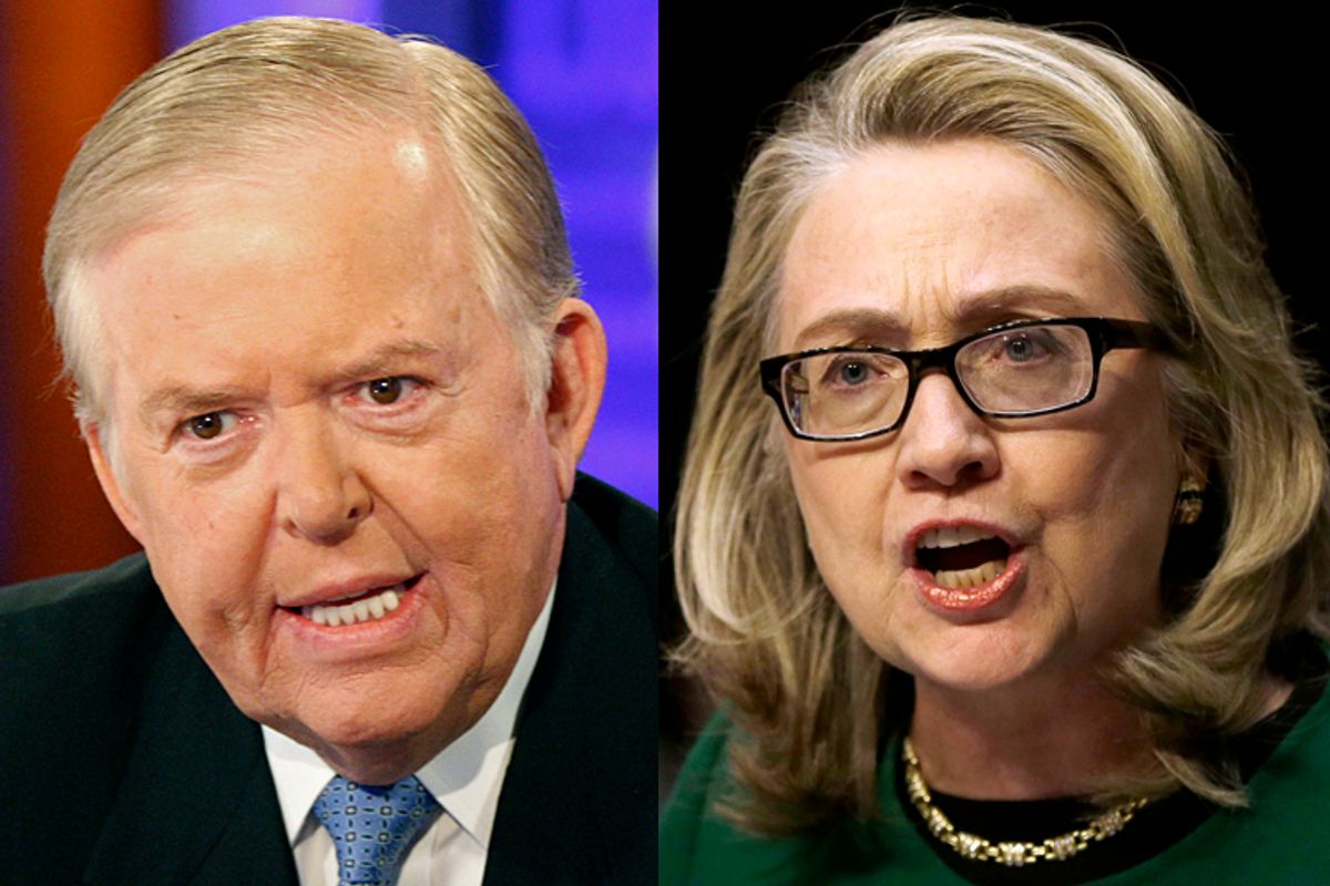 Lou Dobbs, Hillary Clinton      (AP/Kathy Willens/Pablo Martinez Monsivais)