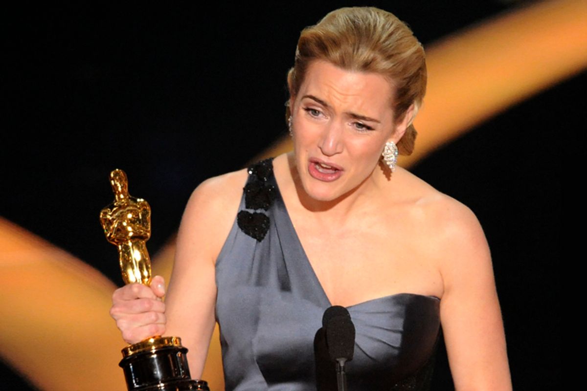 Kate Winslet accepts the Oscar for her work in "The Reader" at the 81st Academy Awards, Feb. 22, 2009.        (AP/Mark J. Terrill)