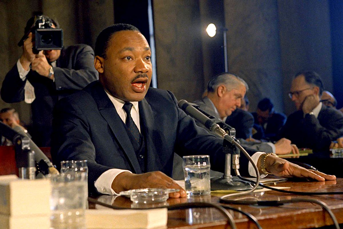 Dr. Martin Luther King Jr. testifies before the Senate Government Operations subcommittee, Dec. 15, 1966.          (AP)