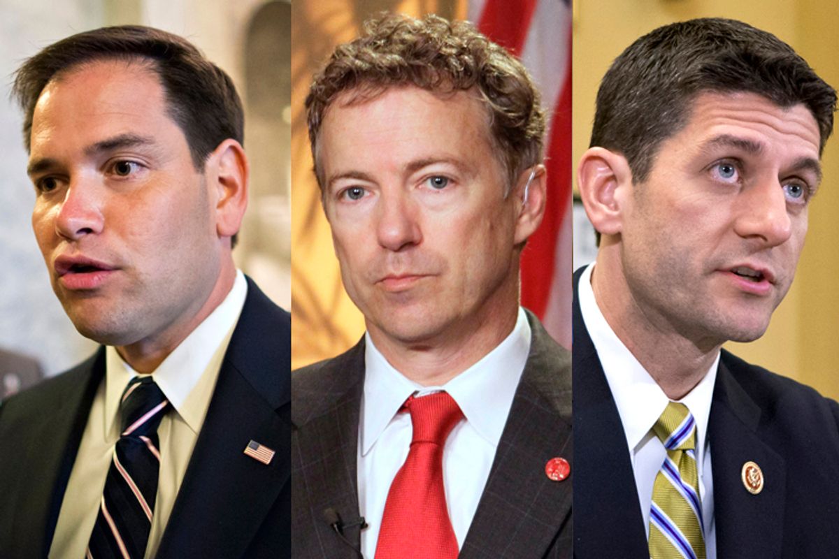 Marco Rubio, Rand Paul, Paul Ryan                                            (AP/J. Scott Applewhite/Ed Reinke)