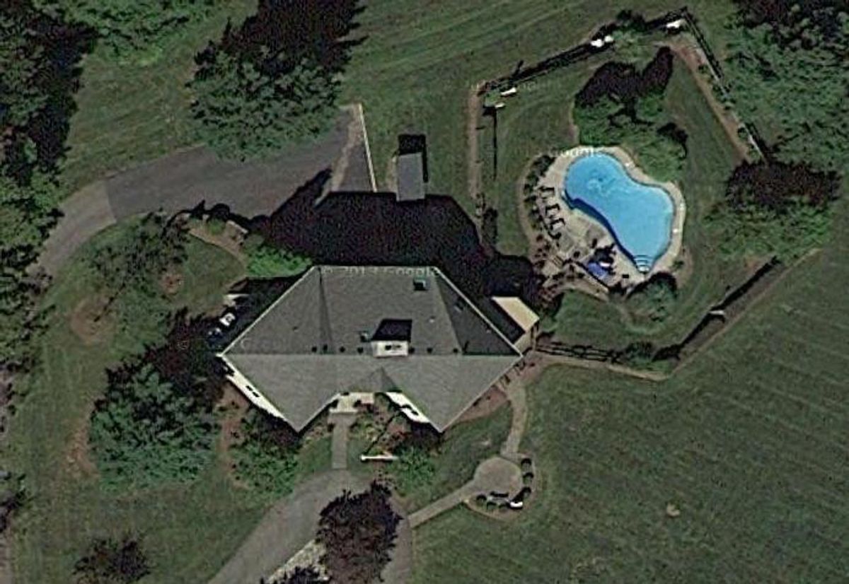A satellite image of Archbishop Myers' weekend residence. The image does not show the three-story addition now under construction.     (Google Maps via New Jersey Star Ledger)