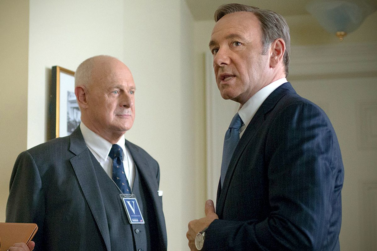 Gerald McRaney and Kevin Spacey in "House of Cards."         (Netflix/Nathaniel Bell)