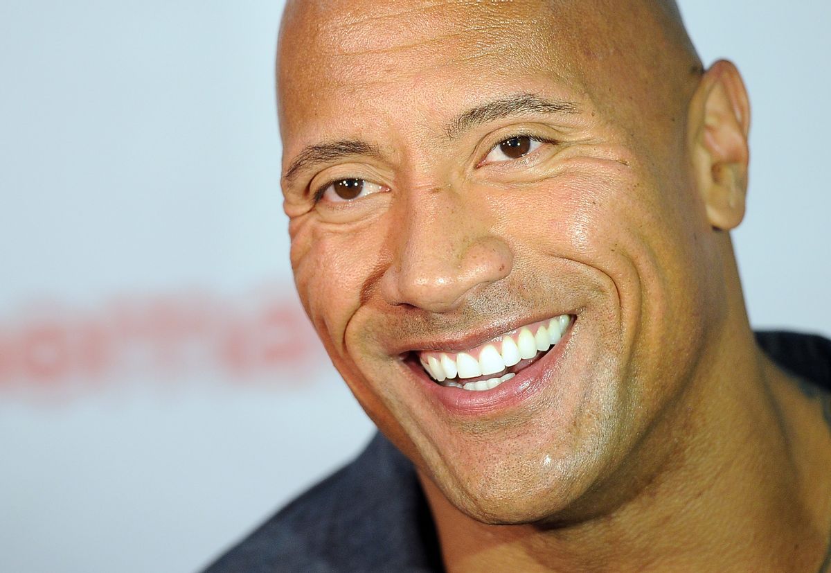 Dwayne Johnson, star of the upcoming film "Hercules," is interviewed before the Opening Night Presentation from Paramount Pictures at CinemaCon 2014 on Monday, March 24, 2014, in Las Vegas. (Photo by Chris Pizzello/Invision/AP) (Chris Pizzello/invision/ap)