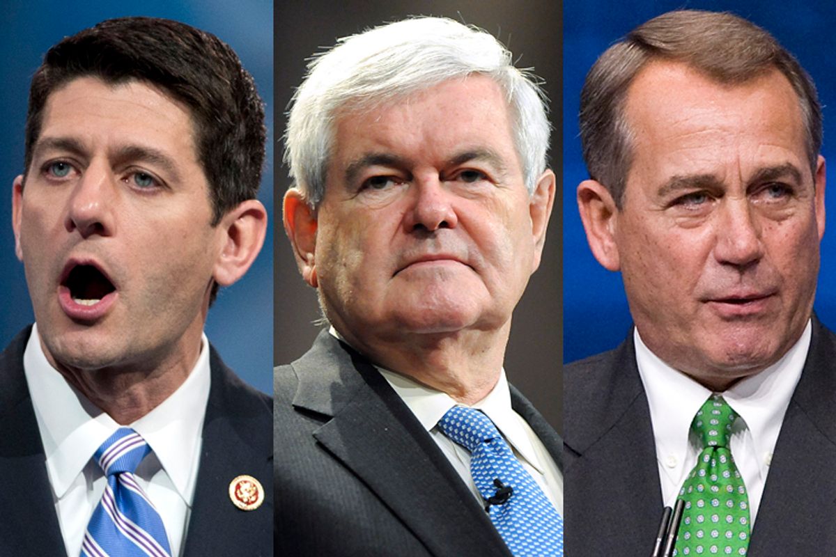 Paul Ryan, Newt Gingrich, John Boehner                                  (AP/Manuel Balce Ceneta/Reuters/Tami Chappell/Jonathan Ernst)