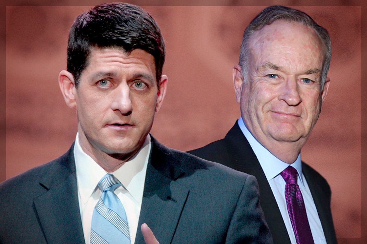 Paul Ryan,  Bill O'Reilly             (AP/Susan Walsh/Matt Sayles/photo collage by Salon)