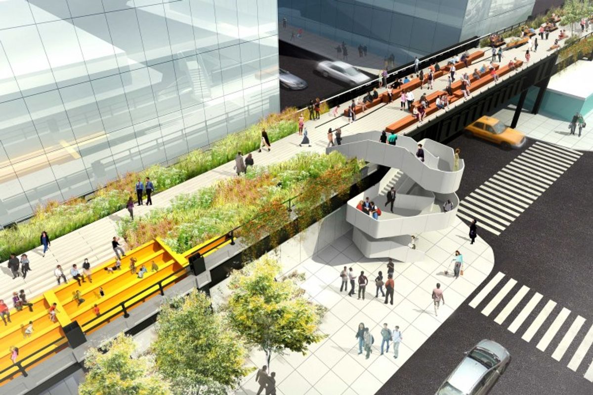 An artist's rendering provided by Friends of the High Line of the High Line park in Manhattan    (Associated Press)