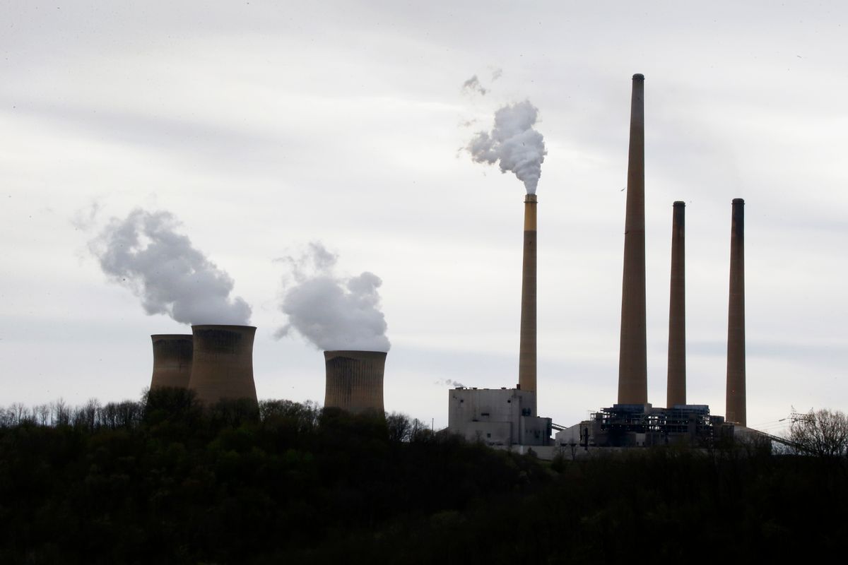 This photo taken May 5, 2014 shows the stacks of the Homer City Generating Station in Homer City, Pa.  (AP Photo/Keith Srakocic)