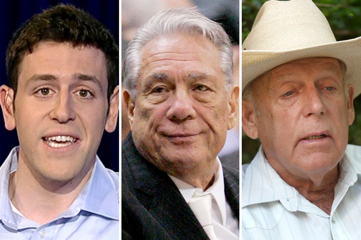 Tal Fortgang, Donald Sterling, Cliven Bundy           (Fox News/AP/Mark J. Terrill/Reuters/Jim Urquhart)