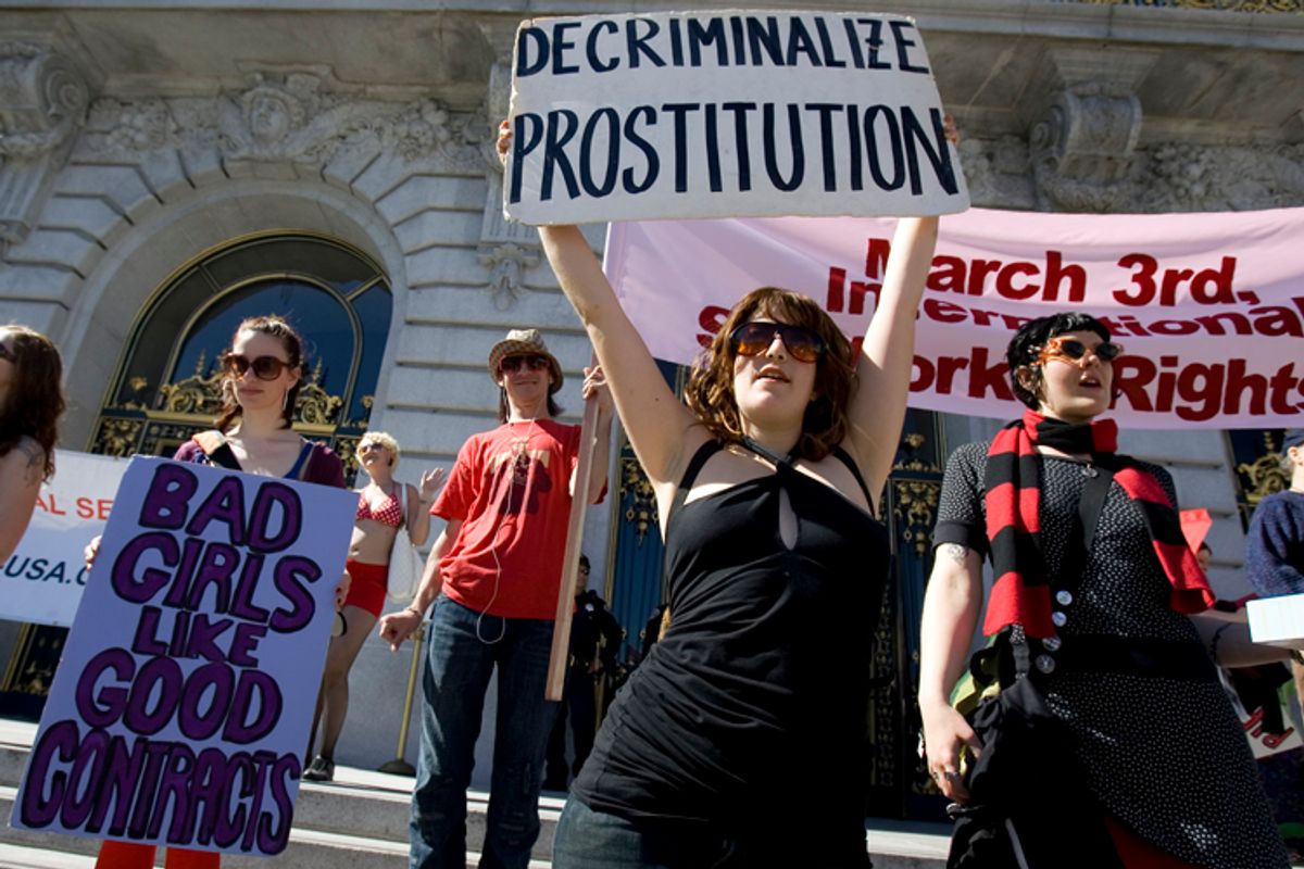 Sex workers and their supporters protest in San Francisco, California, March 3, 2008.     (Reuters/Kimberly White)