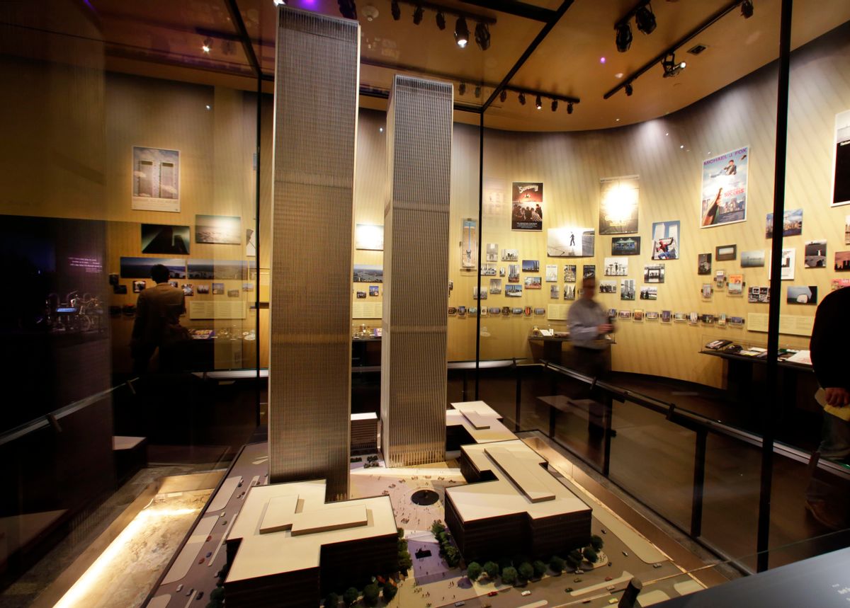 The only existing model of the World Trade Center is displayed at the National Sept. 11 Memorial Museum, Wednesday, May 14, 2014, in New York. The museum is a monument to how the Sept. 11 terror attacks shaped history, from its heart-wrenching artifacts to the underground space that houses them amid the remnants of the fallen twin towers' foundations. It also reflects the complexity of crafting a public understanding of the terrorist attacks and reconceiving ground zero.  (AP Photo) (AP)
