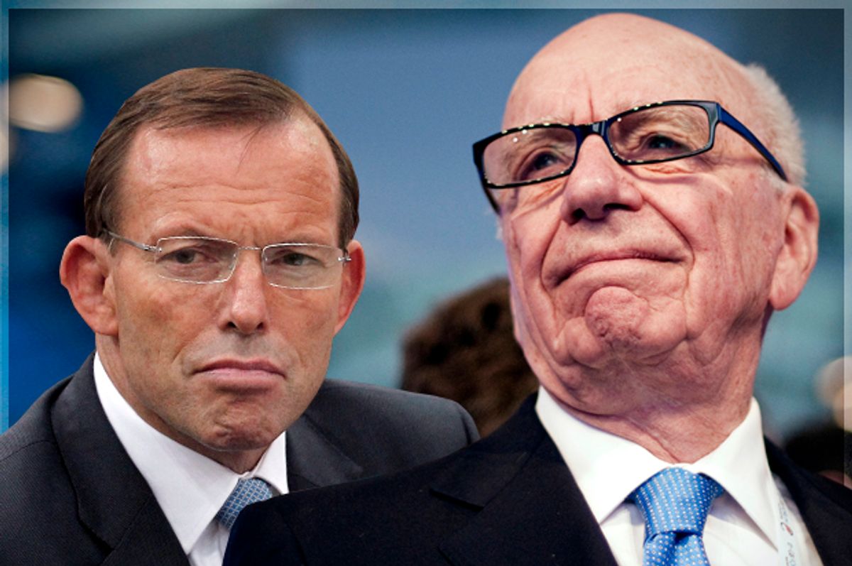 Tony Abbott, Rupert Murdoch                (Reuters/Dinuka Liyanawatte/Lionel Bonaventure/Photo montage by Salon)