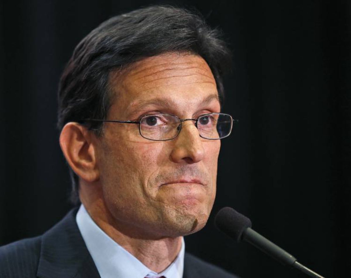 House Majority Leader Eric Cantor, R-Va., delivers a concession speech in Richmond, Virginia, Tuesday, June 10, 2014    (AP Photo/Steve Helber)