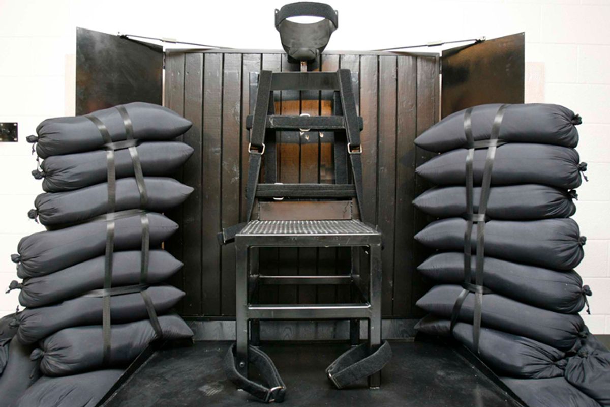 The execution chamber at the Utah State Prison after Ronnie Lee Gardner was executed by firing squad Friday, June 18, 2010.        (Reuters/Trent Nelson)