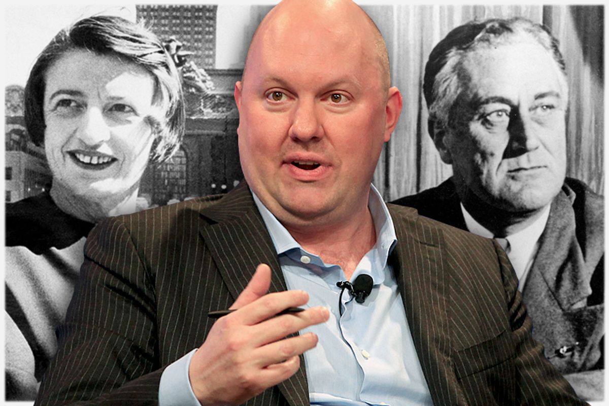 Ayn Rand, Marc Andreessen, Franklin D. Roosevelt      (AP/Reuters/Fred Prouser/Salon)